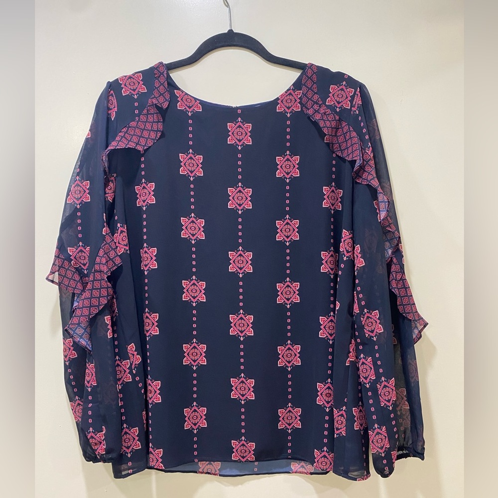 Emma & Olivia Print Top Long Sleeve L
